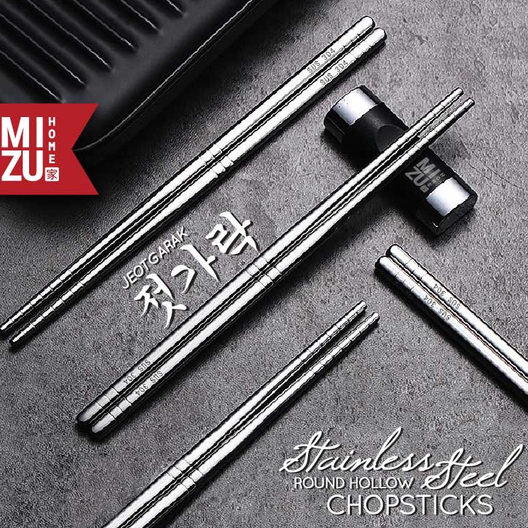 Terupdate VDZ JEOTGARAK 304 Stainless Steel Round Hollow Chopsticks Sumpit Stenlis Korea Ringan Sump
