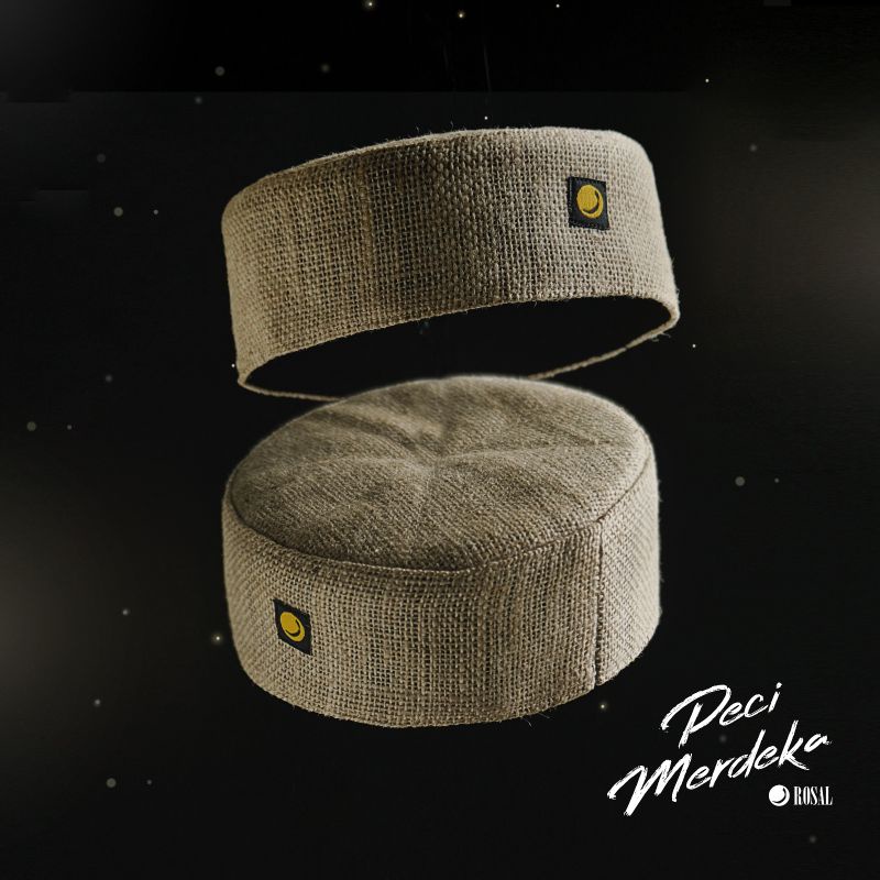 Peci kopiah goni dewasa rosal/peci merdeka bahan kain karung goni