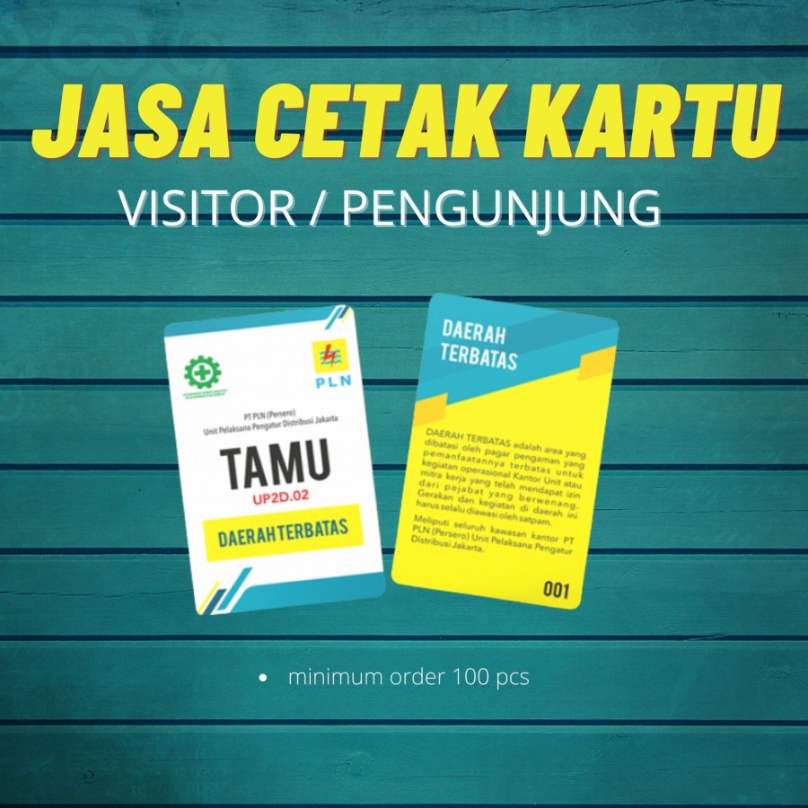 JASA CETAK KARTU VISITOR ID CARD PENGUNJUNG PVC BLANK TERMURAH