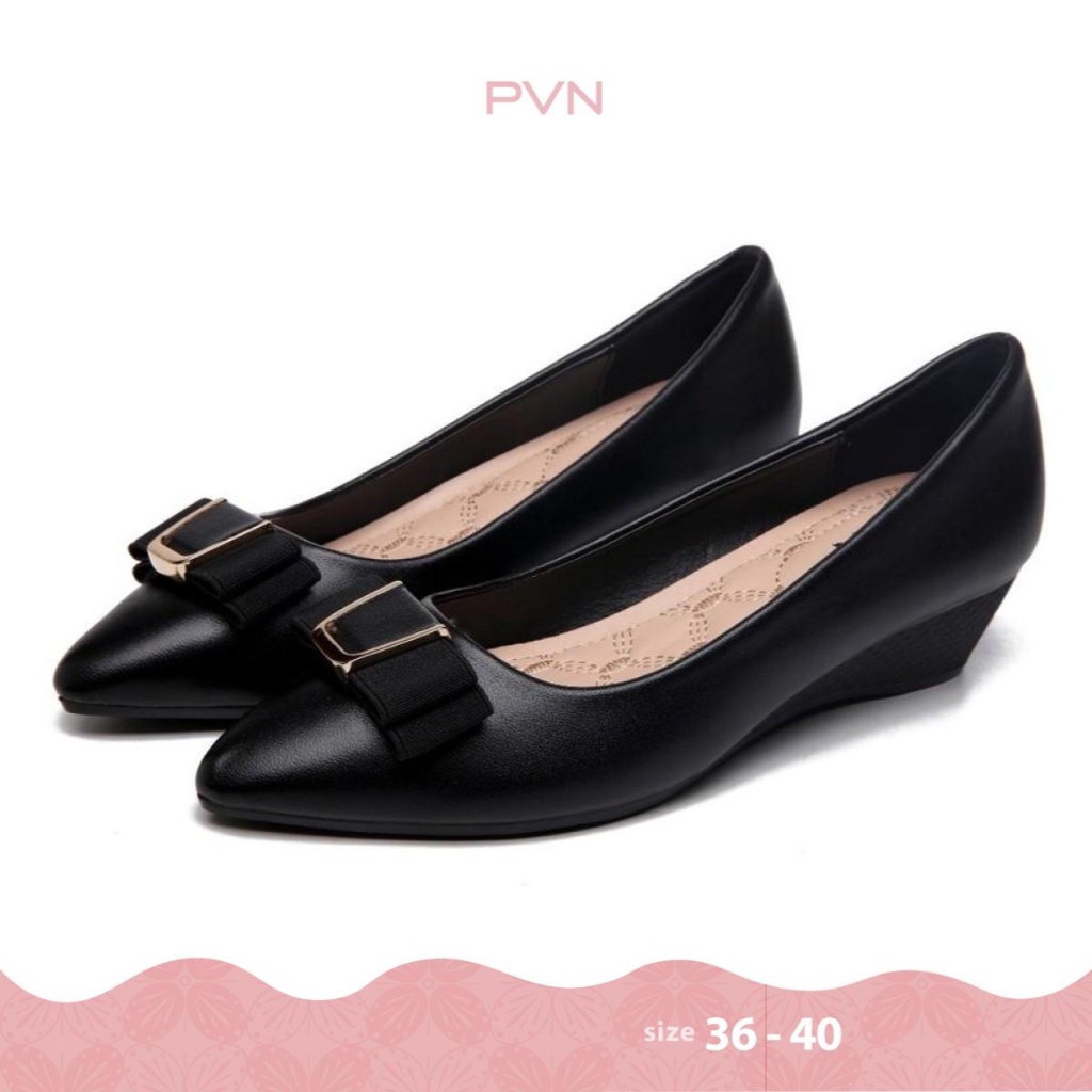 PVN Sepatu Pantofel Wanita Hitam Heels Shoes 222