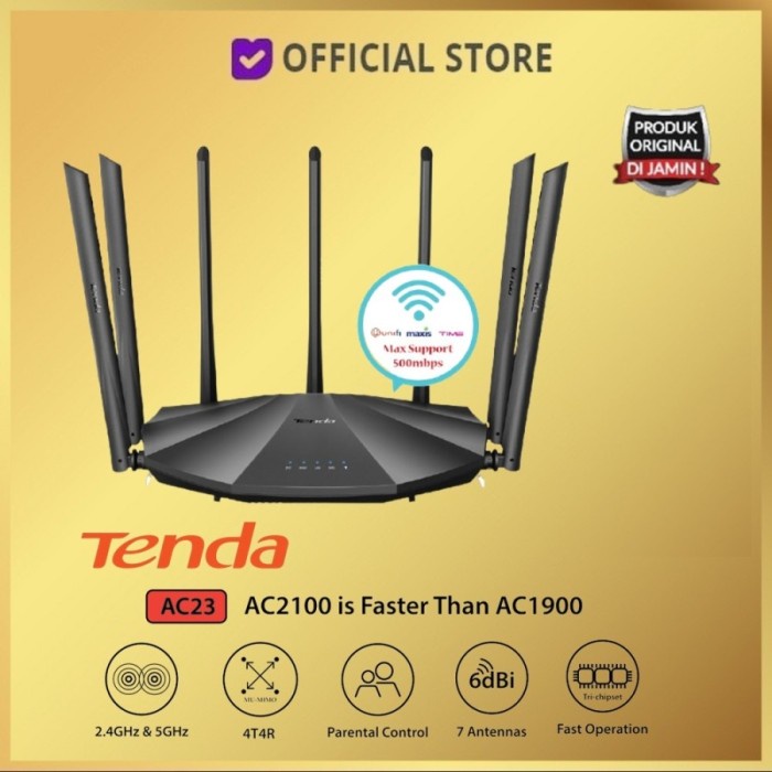 Terlaris Tenda Ac23 Ac2100 Dual Band Gigabit Wifi Router Mu-Mimo Ac 23 Ac 2100