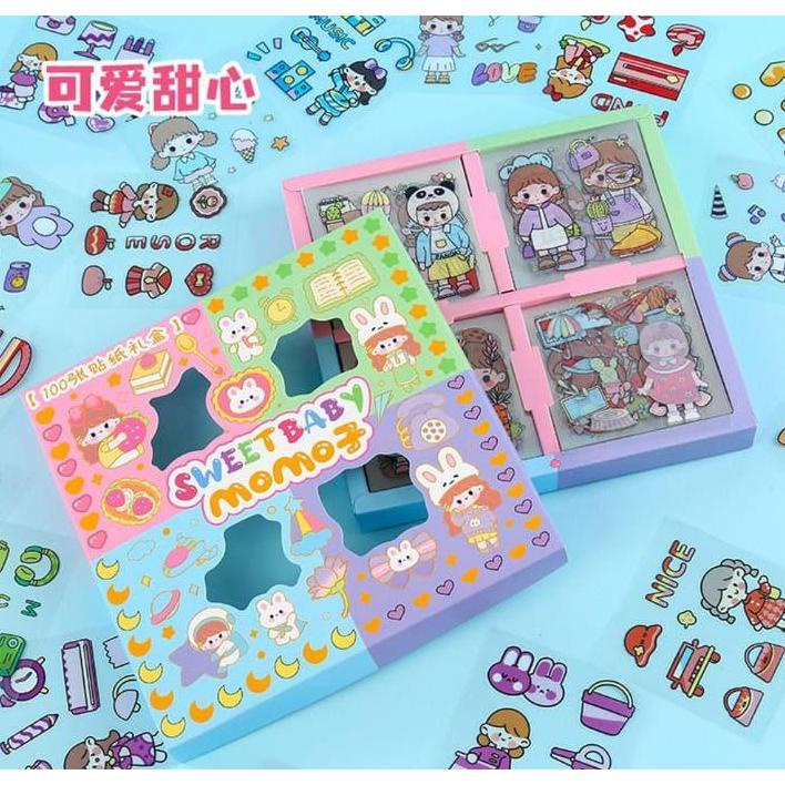 

TaraSticker Sticker MOMO Isi 100 Lembar Stiker Waterproof Botol Minum Tumblr Kartun Viral Lucu Korea DIY/Stiker Aesthetic DIY Buku Diary / Stiker Tumbler