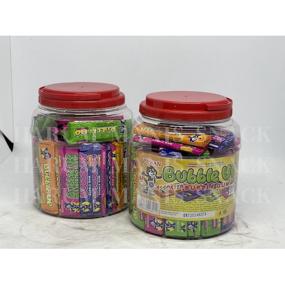 

Permen Karet Tattoo / Tato Aneka Rasa Buah Bubble Up Assorted Bubble Gum Toples Isi 80 Pcs X 4Gr