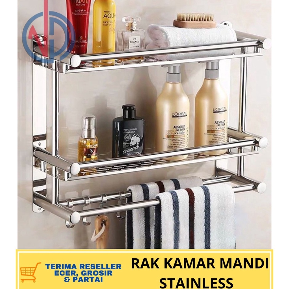 Grab It FastOo5O9 RAK GANTUNG KAMAR MANDI RAK KAMAR MANDI STAINLESS RAK SUDUT RAK SUSUN RAK DINDING 