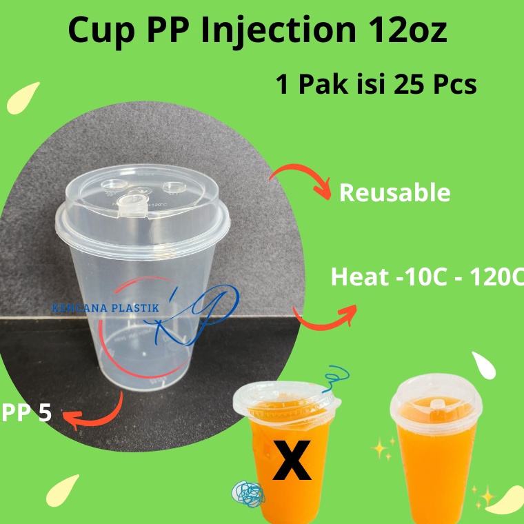 Terkini YOF Cup PP Injection 360ml 12oz l Gelas Plastik Boba Cheese Tea 12 oz ✭ ©