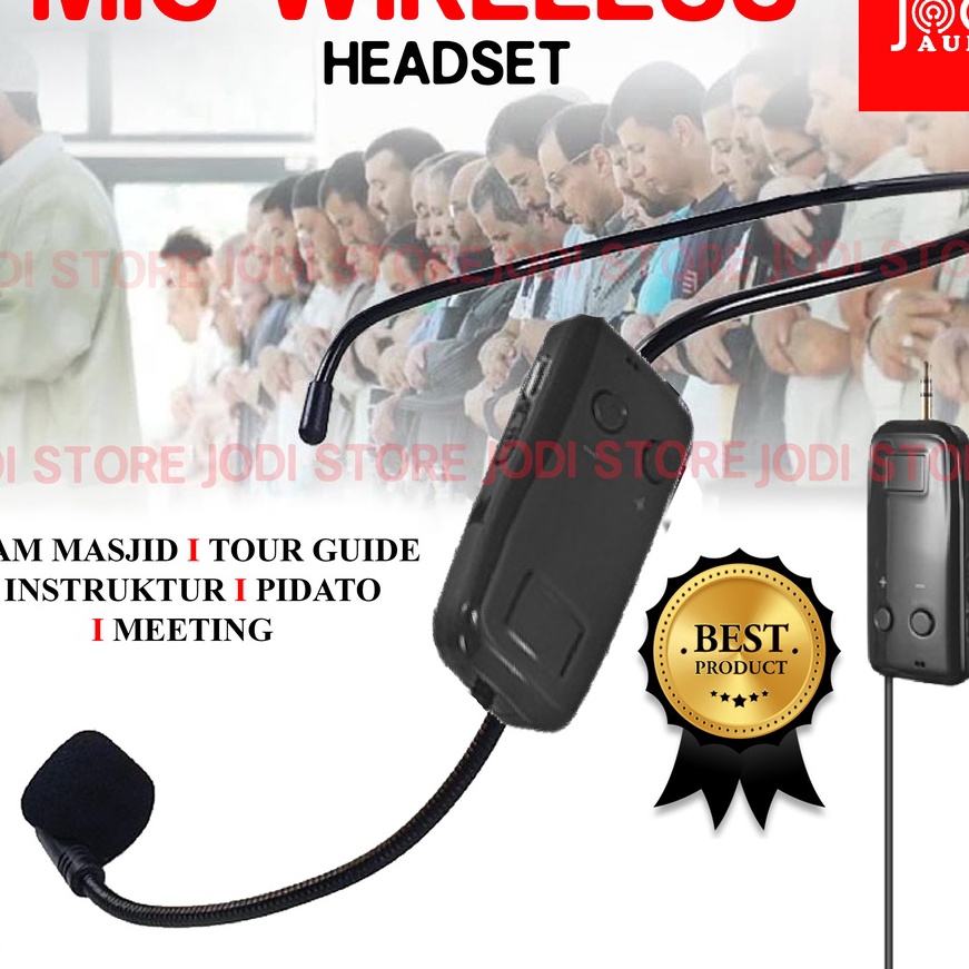 [♡-3IY♡] JODI HM 1 / HM 2 Microphone Mic Clip On Wireless Bando UHF 2.4G Presentasi Tur Imam Masjid 