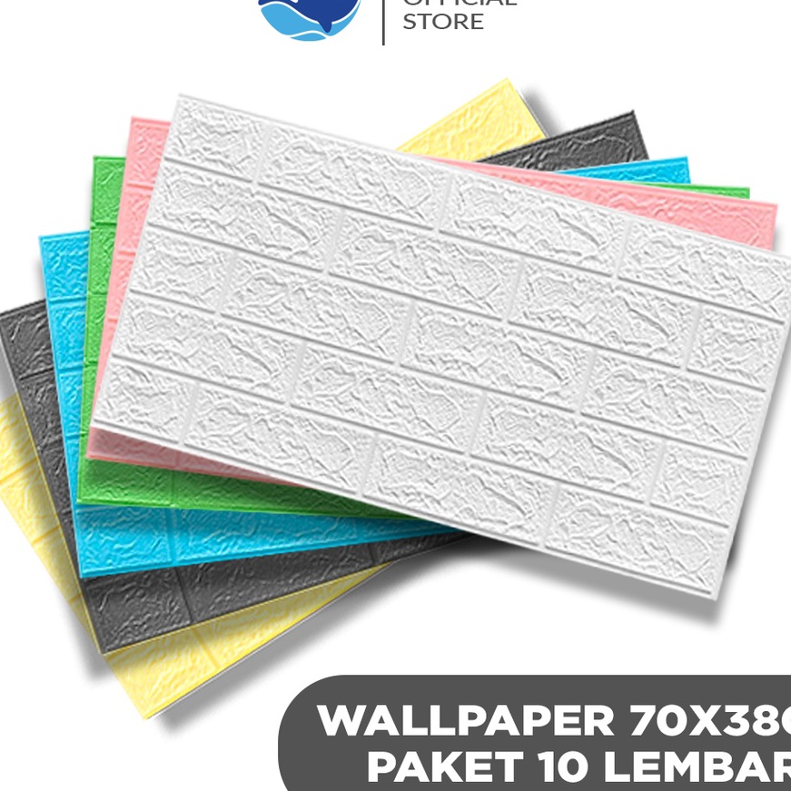 (L-D➛❤9&gt; Paus Biru - Paket 10 PCS Wallpaper Dingding 3D Foam Motif Batu Bata 70 x 38 CM 3mm Dekorasi Dinding Kamar Murah/ super.keren.