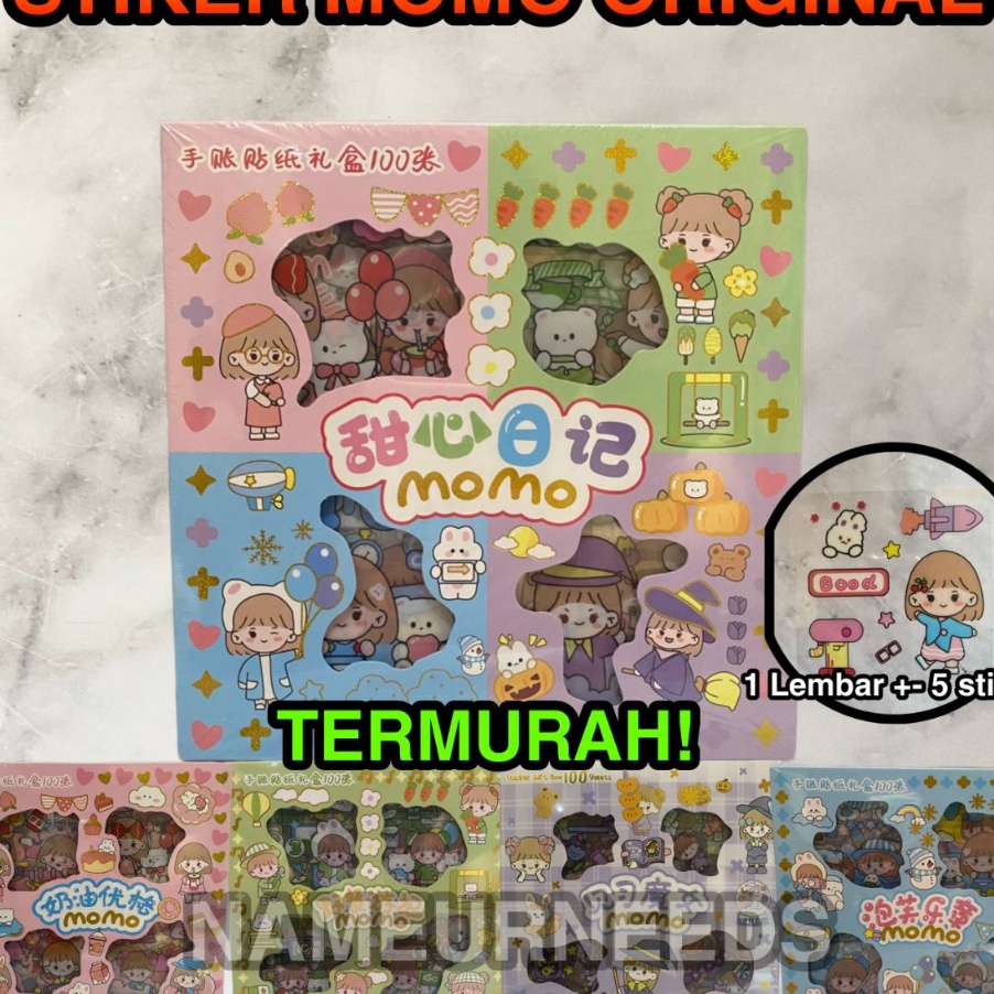 

(☆ Y✯6I] Stiker 2D 100 Lembar Sticker Momo Kartun Korea Lucu Anti Air/ langsung.kiirim.