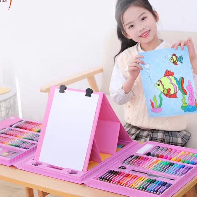 

[2V.◆R㊠) Crayon Anak Pengasah 208pcs Set Alat Menggambar Melukis Anak-anak Crayon Cat Air Pensil- trendiing!
