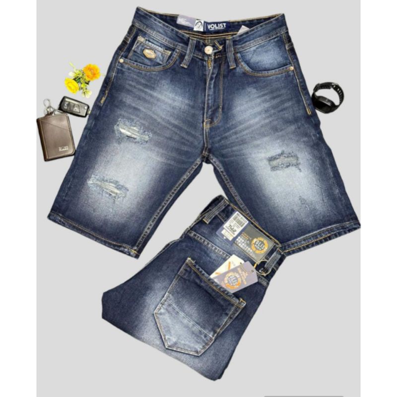 CELANA JEANS PENDEK PRIA SOBEK VOLIST  TERBARU/CELANA JEANS PENDEK SOBEK/JEANS PENDEK SOBEK/CELANA P