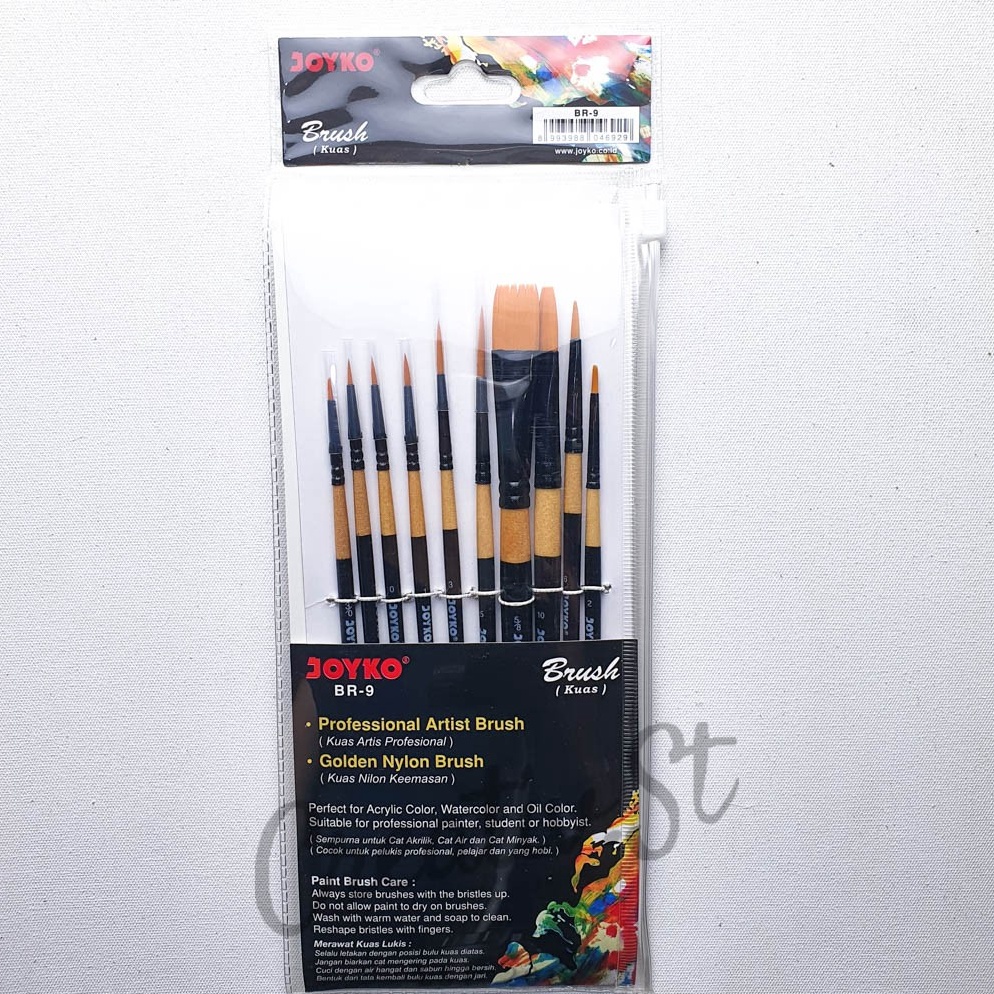 

Grosir Kuas Lukis Set Joyko BR-9 (10 Pcs kuas) Professional Artist Brush 09H