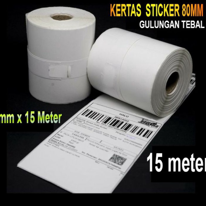 

[☞ Q♡11O] Label Stiker Thermal 80x50MM / Label resi / label barcode panjang 15 meter/ amanahh!
