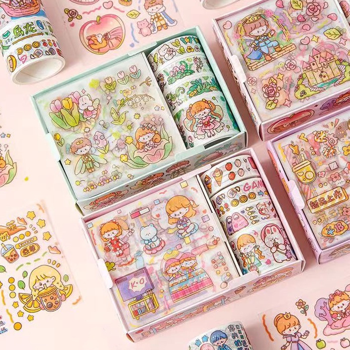 

[5W☛.K✯> Set Stiker Kotak Hadiah Kartun/ Set Stiker Washi DIY Estetika Dekoratif/ Set Stiker Kertas Washi Scrapbookingpasti.dikiriim!