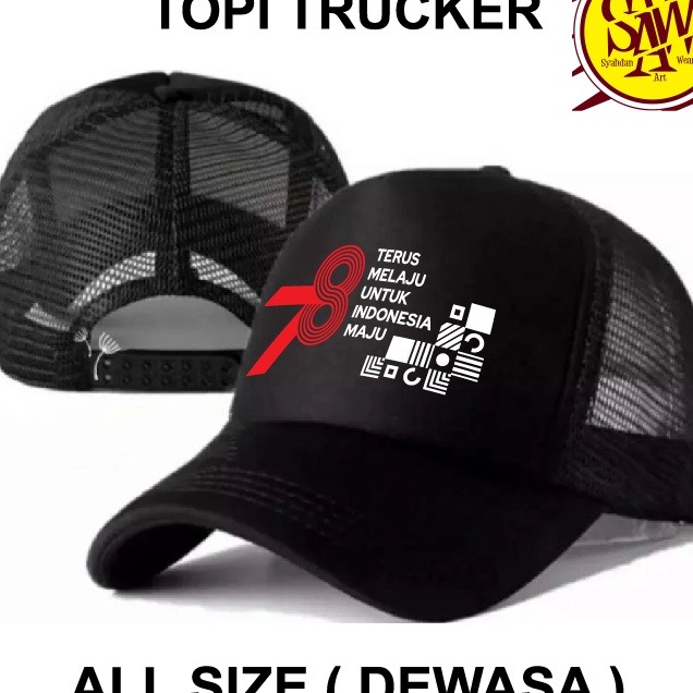 [B-T♡㊚8) Topi Trucker HUT RI Ke 78 Batik Terus Melaju / Topi Agustusan / Topi Distro Hut Ri Syahdan 