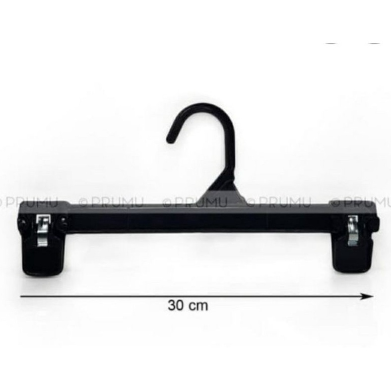 Kekinian.. Gantungan Jepit Hitam Plastik 30 cm / Hanger Jepit Celana / Kerudung / Rok / Baju Dewasa 