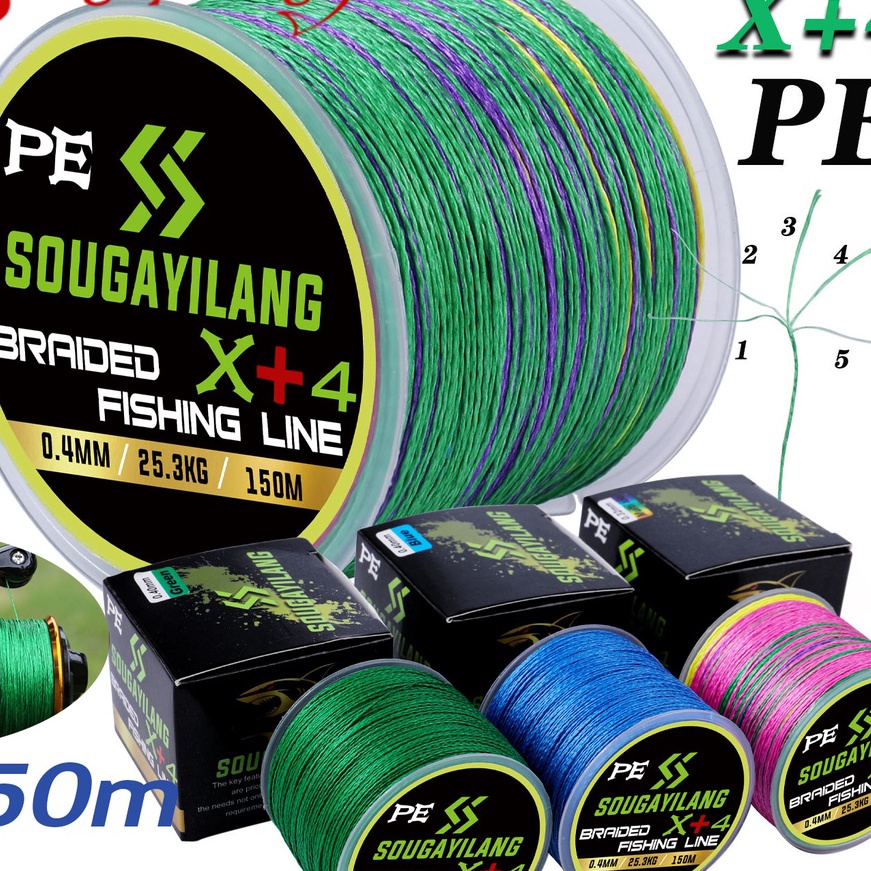 (B1㊖/F☑) Sougayilang Senar PE X4 150M Senar Pancing Kuat Dan Anti Keriting Braided Benang PE benang 