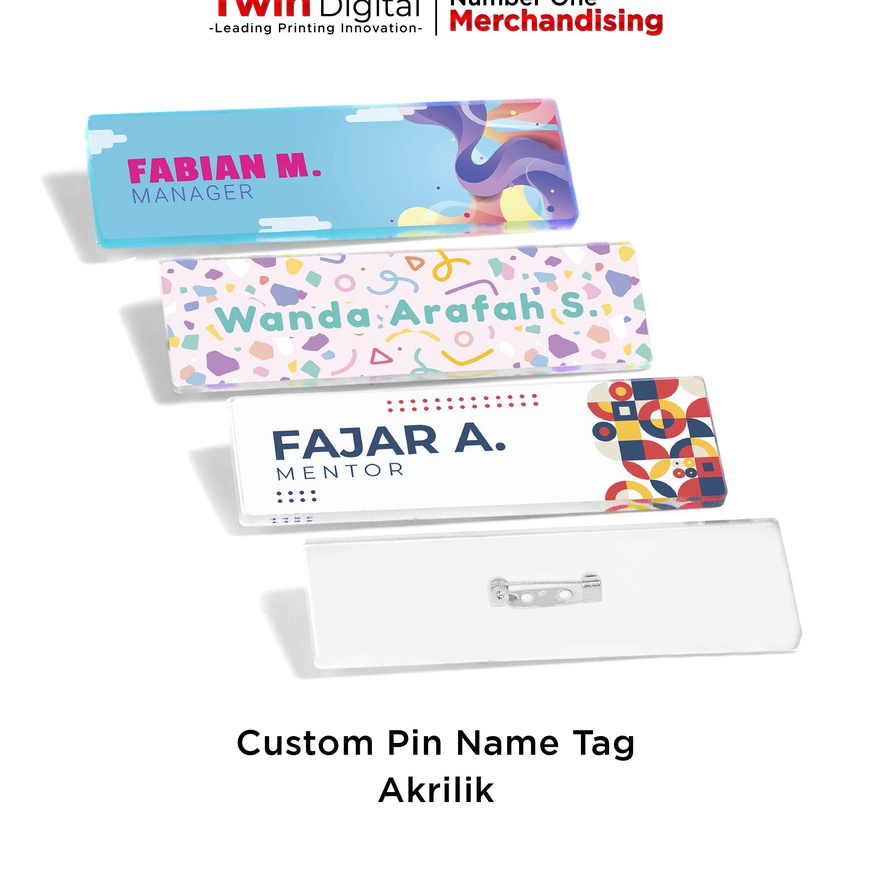 

(✯ X✮6M) Twindigital Custom Pin Name Tag Acrylic - Papan Nama Peniti Akrilik- berrkualitas..
