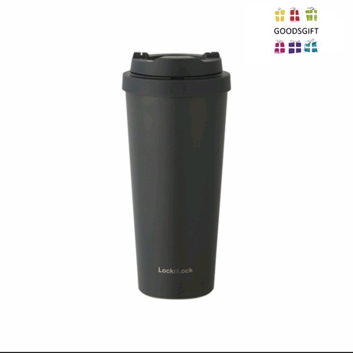 Lock N Lock One Clip Tumbler 550Ml Ellegan Black Ivory Pink