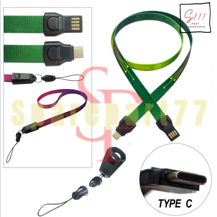 

Terlaris Lanyard Kabel Data Charger + Meteran Gantungan Tali Leher Untuk Type C