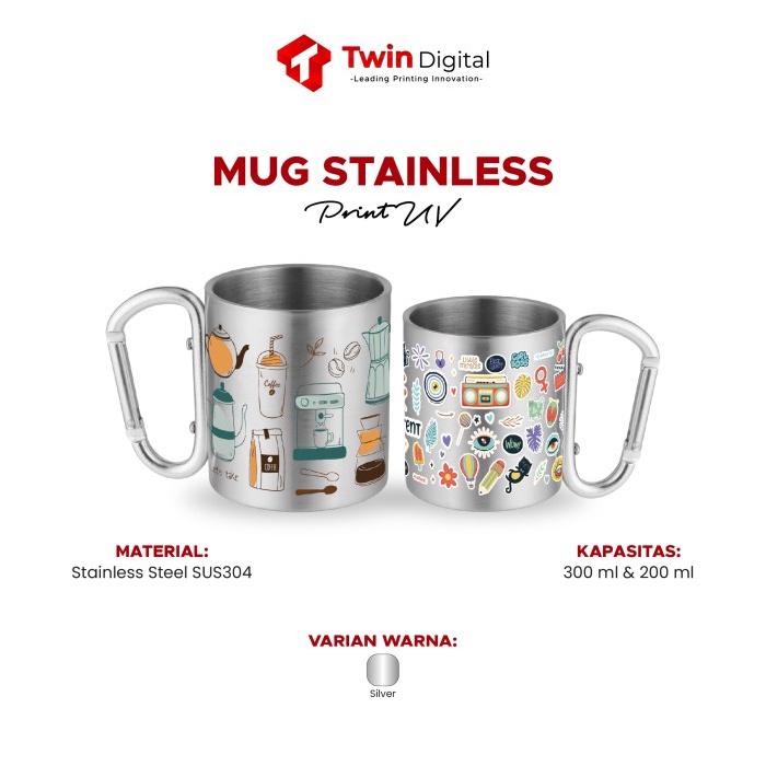 Terlaris Mug Stenliss - Gelas Stenlis - Cangkir Stainless - Cetak Mug Custom