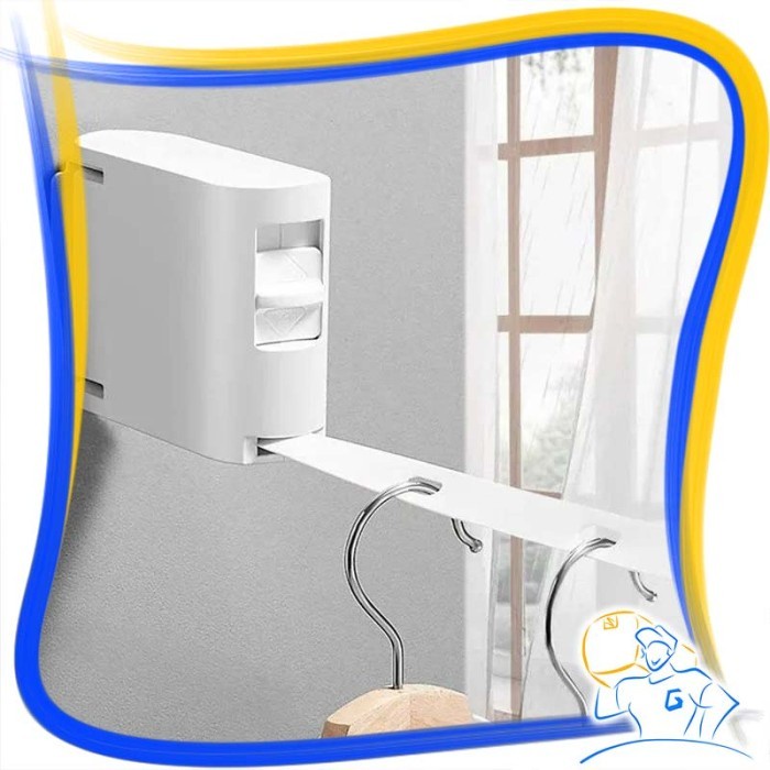 Tali Jemuran Pakaian Tempel Dinding Clothes Line Baju Portable Tarik