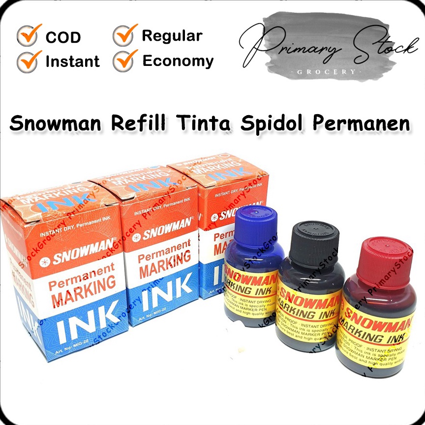 

Dijual Murah_Isi Ulang Tinta Permanent Refill Spidol Permanen Snowman Ink Marker Warna Hitam Biru Merah