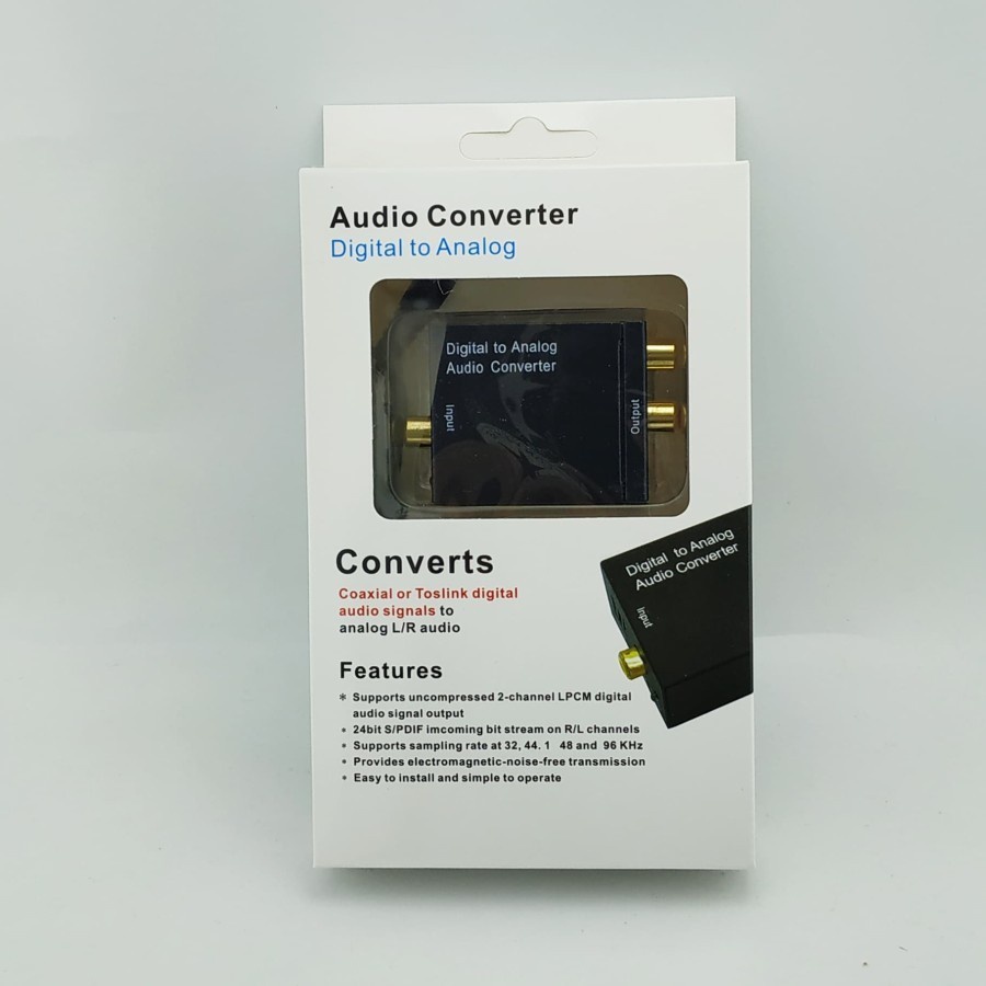 Paket Converter Optik Audio To Rca + Kabel Optic Toslink Dan Kabel Rca 3 To 3 Untuk Tv Ke Speaker (