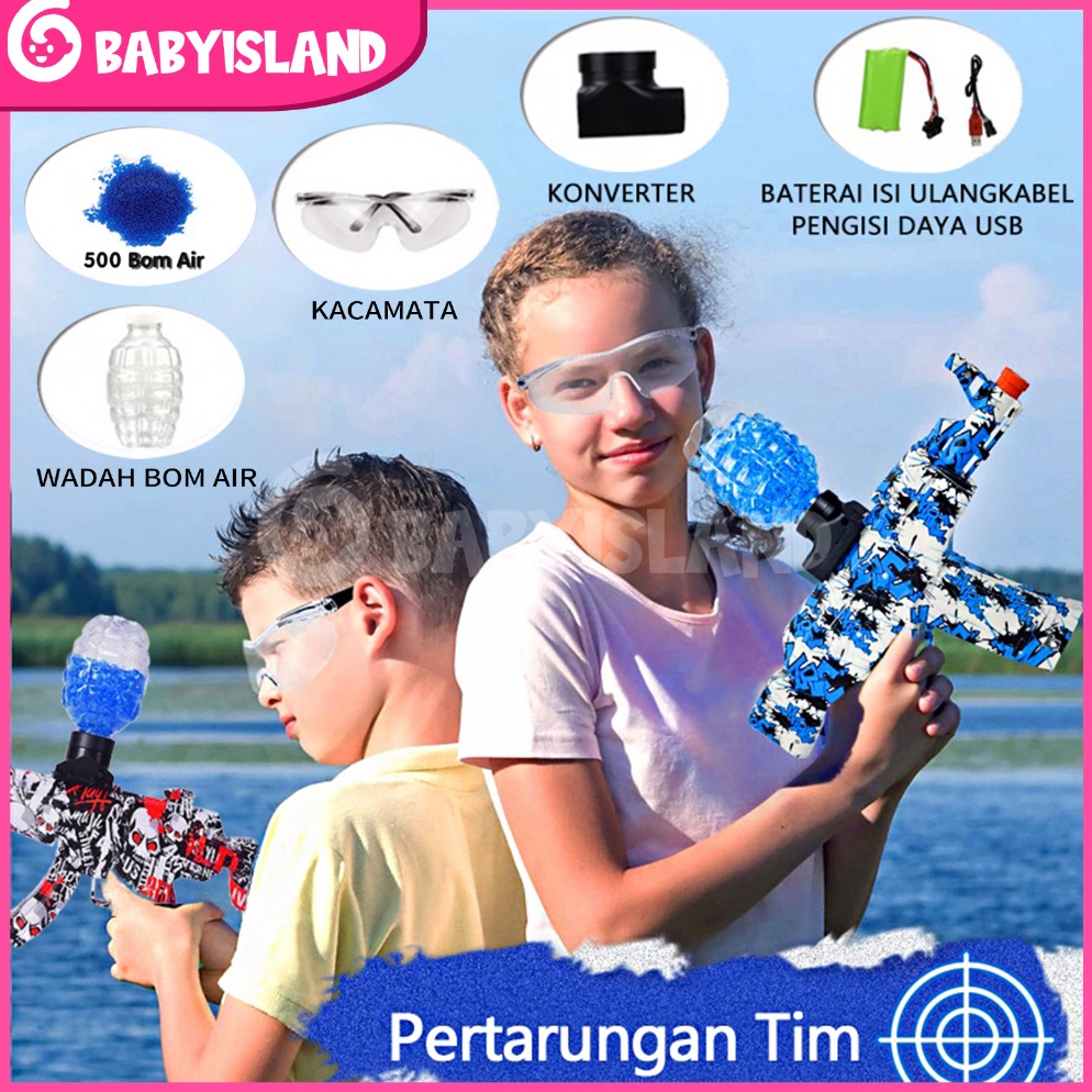 READY High Speed Pistol Mainan Anak AK Baterai 7.4V 600 mah  Anak Senjata Mainan Peluru Gel Tembakan