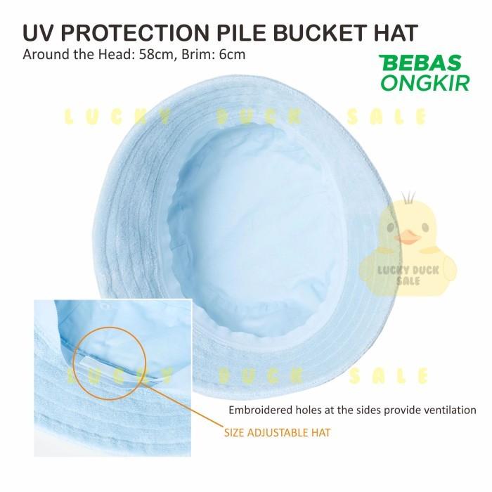 TERLARIS - UNIQLO UV PROTECTION PILE BUCKET HAT METRO DENIM TOPI CORDUROY LINEN