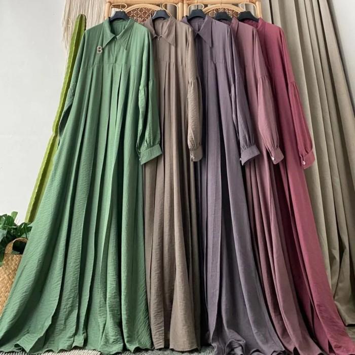 TERLARIS - GAMIS POLO LINEN CRINKLE AIRFLOW PREMIUM TERBARU LEBARAN 2023 WANITA
