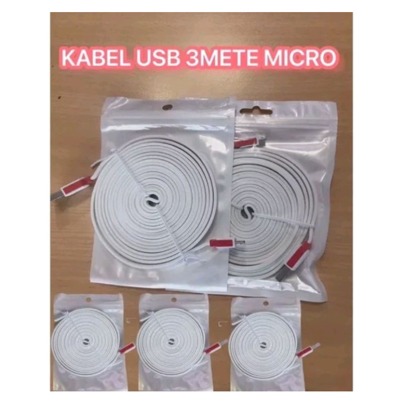 Kabel Data 3Meter Micro USB 3m cable charger panjang