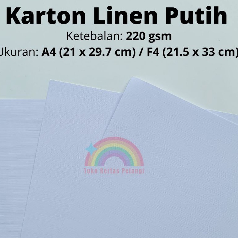 

[CODE BARANG 920CLE] karton linen putih isi 50 pcs ukuran A4/F4 Terhitz