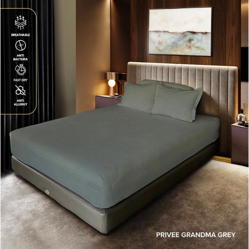 King Rabbit Sprei Single & Sarung Bantal Guling Motif Grandma Grey