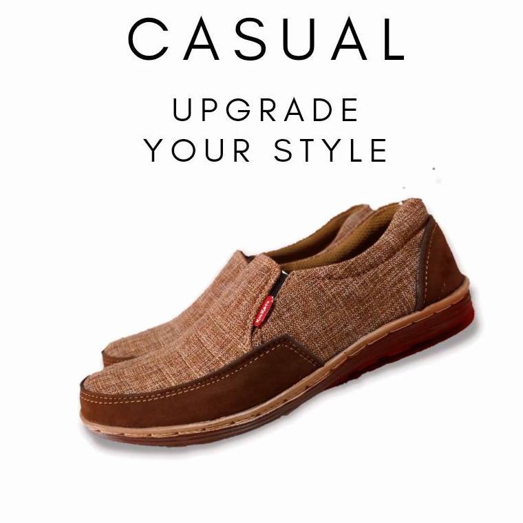 [PROMOAN7J] Sepatu slip on pria sepatu santai pria sepatu kain pria sepatu tanpa tali sepatu jahit k
