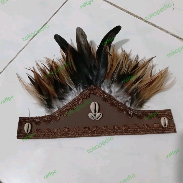 Murah topi adat papua / topi bulu ayam papua/ topi tari anak NON COD