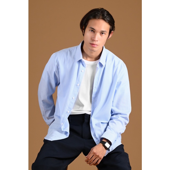 Hards Kemeja Prepp Studio Textured Stripe Shirt Blue