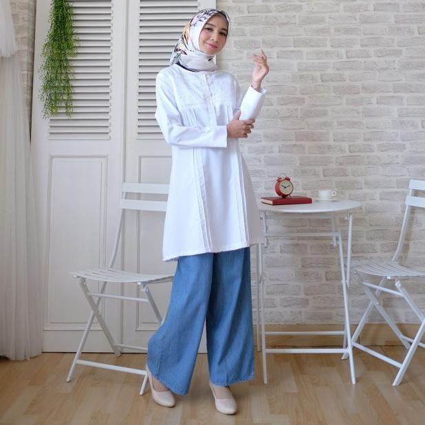 tunik putih muslim atasan tunik baju tunik putih atasan tunik putih wa