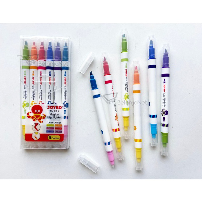 

Baru￣Magical Highlighter | Penanda Berwarna Joyko HL-68-6 1 Set = 6 warna