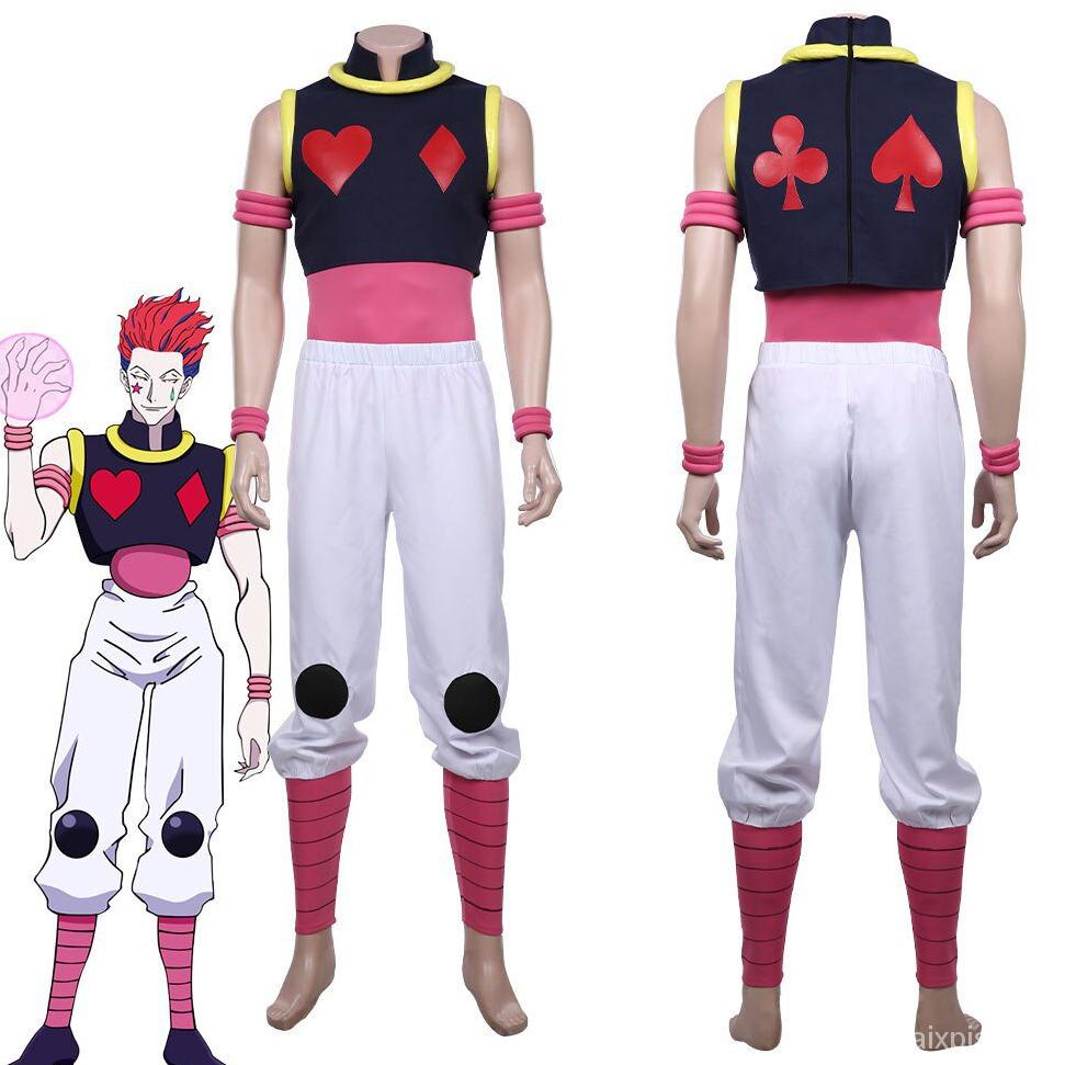 PROMO MURAH HUNTERHUNTER -Hisoka Cosplay Costume Vest Pants Outfits Halloween Carnival Suit and wig 
