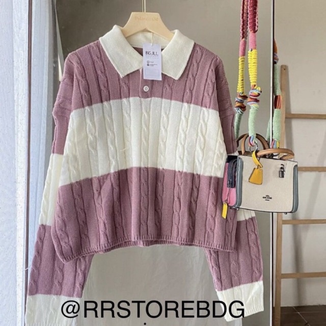 Cewek Kekinian Cowok Kece Sweter Oversize Jumbo Crop Sweatshirt Rajut Korea Sweeter Cardigan Cardy O