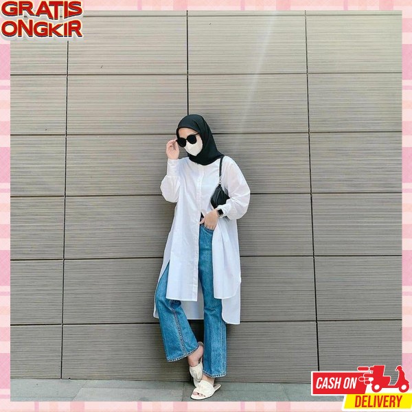 Tuniq Kerja Kantor Thunic Cewek Korean Style Tonic Perempuan Tunika Dress Long Tuni Tunik Wanita Put