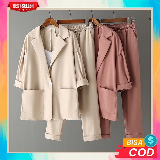 Blazer Set Wanita Korea Style Setelan Blezer Perempuan Import Terbaru Blazeran Dewasa Casual Premium