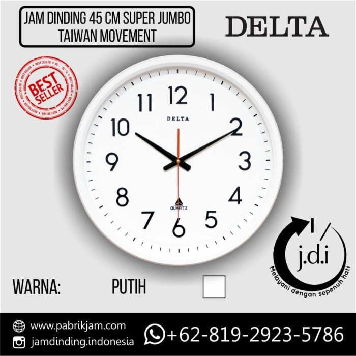 Jam Dinding Diameter 45 Cm - Taiwan Movement - Jumbo Size Bestseller Jam Dinding
