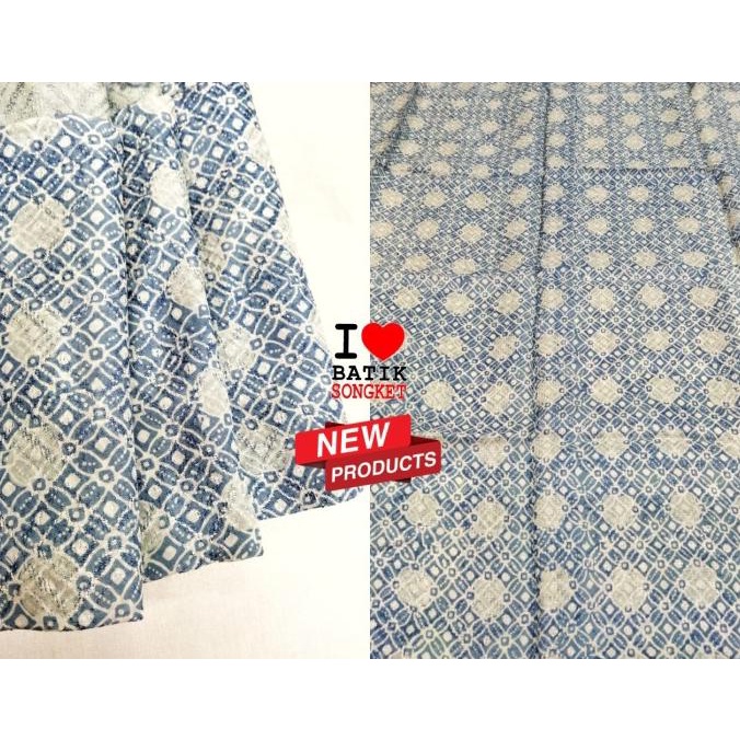 VISCOS PASTEL KAWUNG MOTIF 7 KAIN BATIK VISKOS VISCOSE BIRU ABU