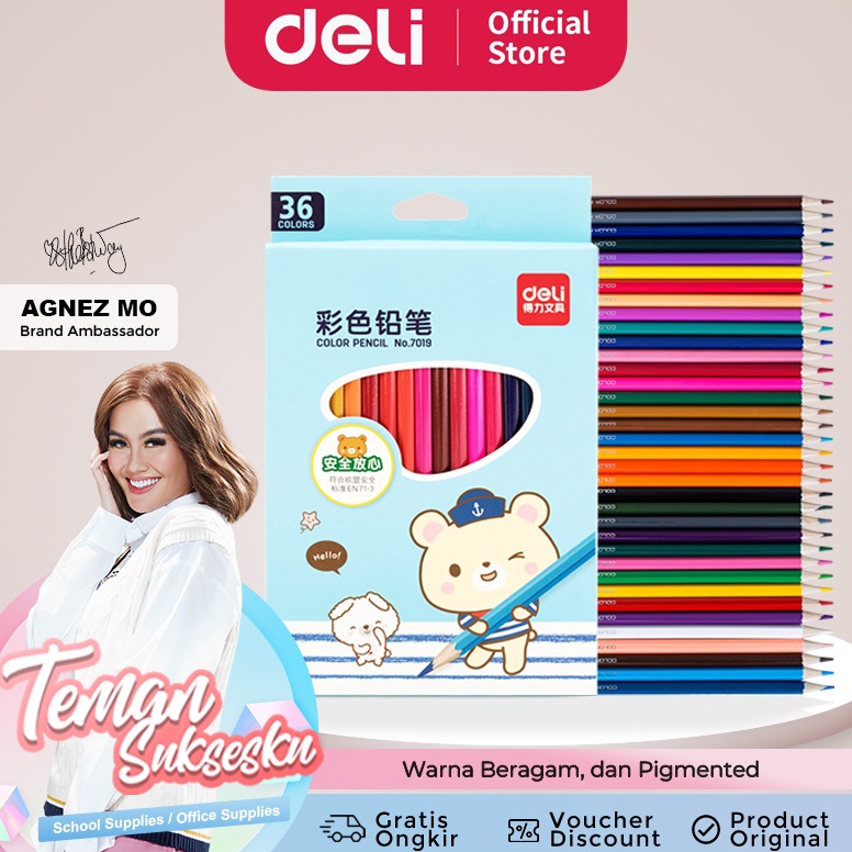 

Terbaik.. Deli pensil warna 12/24/36C warna cerah, bentuk hexagonal 7016 7018 7019 6PP