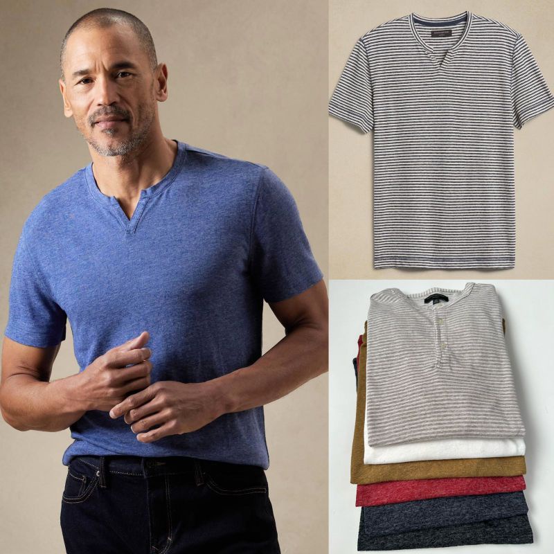 BNN republic linen blend henley tshirt