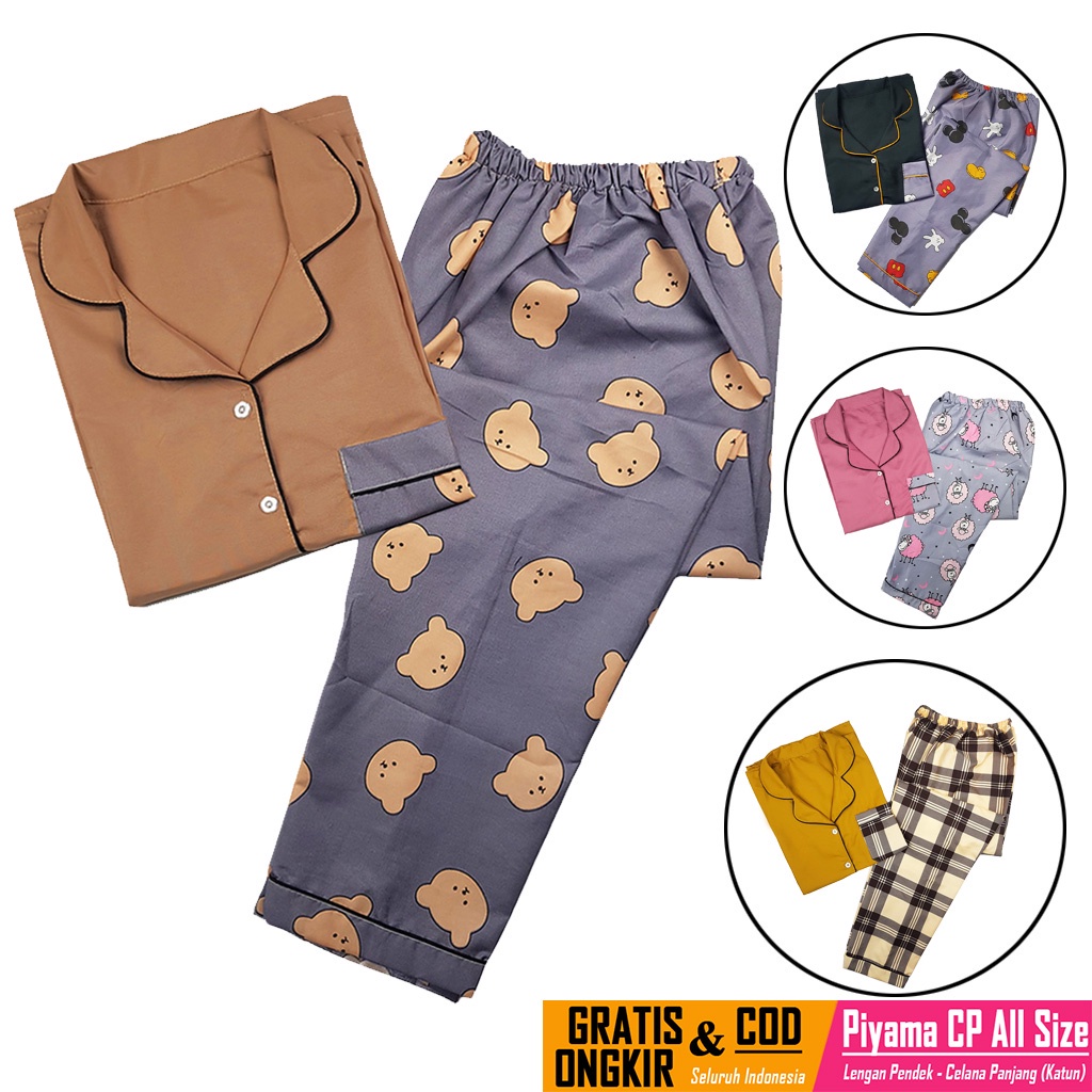 Baju Tidur Wanita Dewasa Setelan Sexy Terbaru Lengan Panjang Oneset Pyama Korean Style Import Seksi 