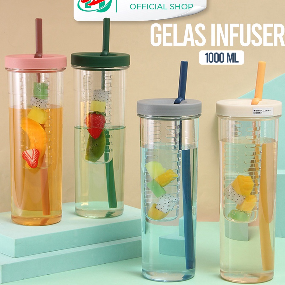 Paling Popular Hongzhuo Botol Minum Transparan Infused Water Botol Minum Sedotan Lipat Botol Minum B