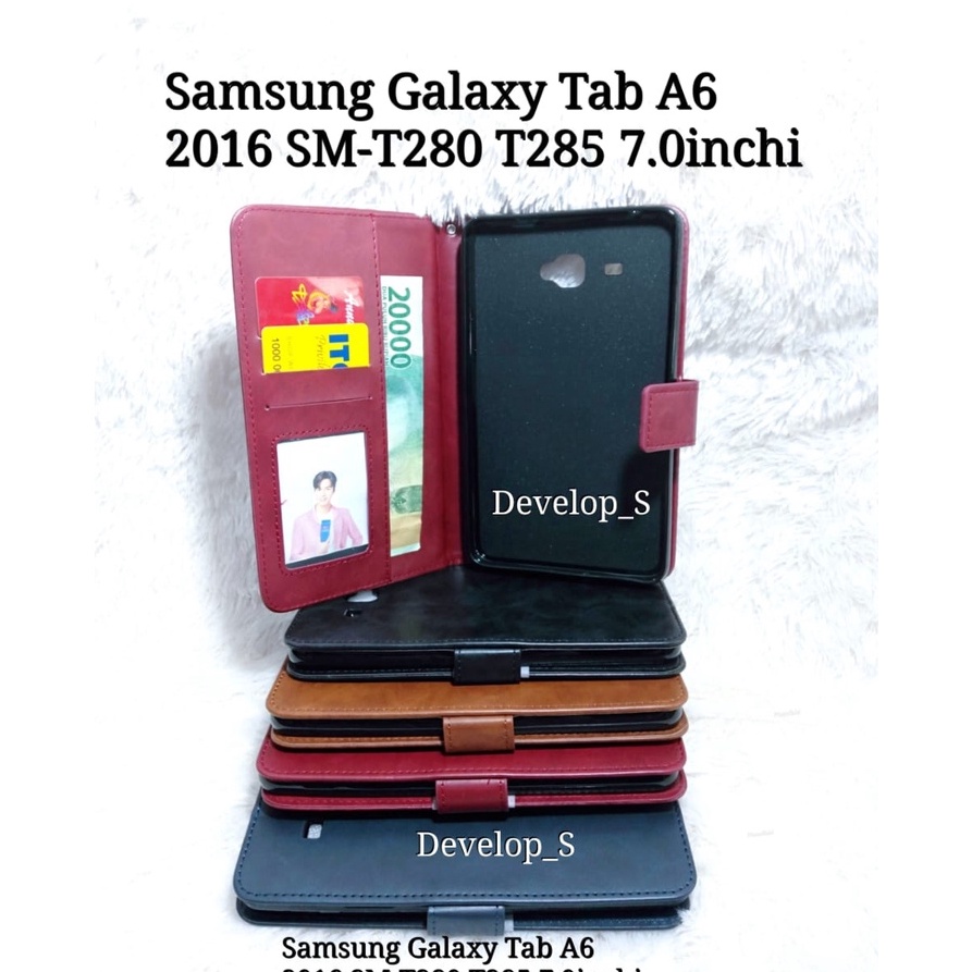 Diskon Leather Case Flip Cover Kulit Samsung Galaxy tab A6 2016 7.0inchi SM-T280 T285 Terlaris