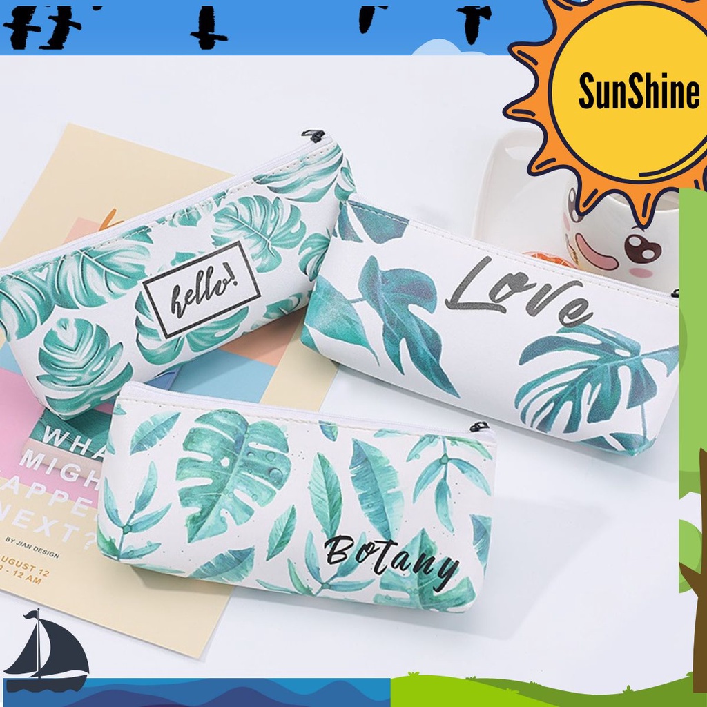 

✨ Sunshine Fancy ✨ Tempat Pensil / Kotak Pensil / Pensil Case Resleting Motif Daun SK0066